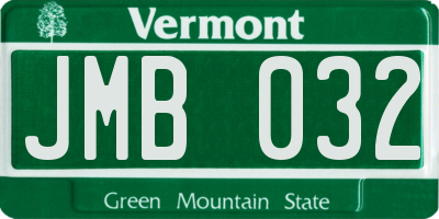 VT license plate JMB032