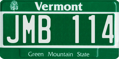 VT license plate JMB114