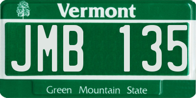 VT license plate JMB135