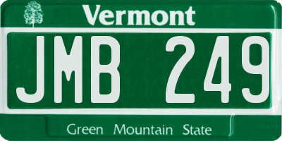 VT license plate JMB249
