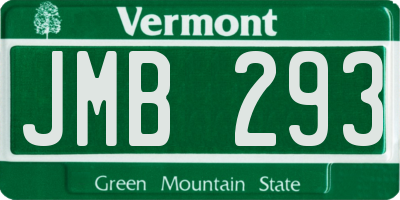 VT license plate JMB293