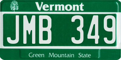 VT license plate JMB349