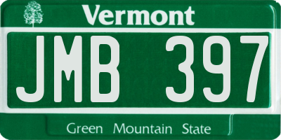 VT license plate JMB397