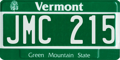 VT license plate JMC215