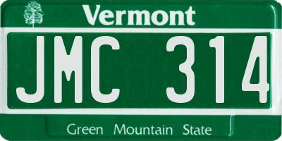 VT license plate JMC314