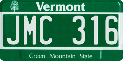 VT license plate JMC316