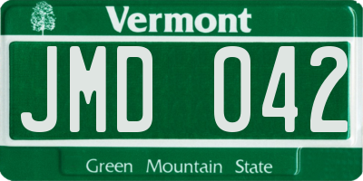 VT license plate JMD042