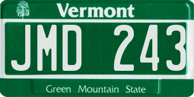 VT license plate JMD243