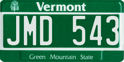 VT license plate JMD543