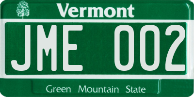 VT license plate JME002