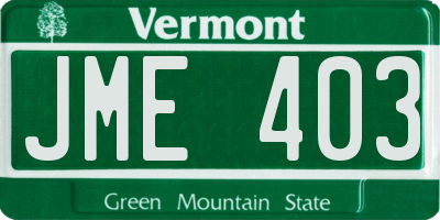 VT license plate JME403