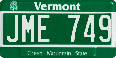 VT license plate JME749