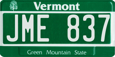 VT license plate JME837