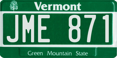 VT license plate JME871