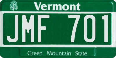 VT license plate JMF701