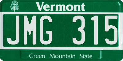 VT license plate JMG315