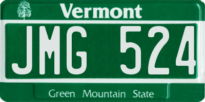 VT license plate JMG524