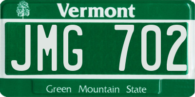 VT license plate JMG702