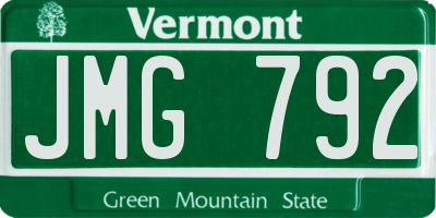 VT license plate JMG792