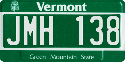 VT license plate JMH138