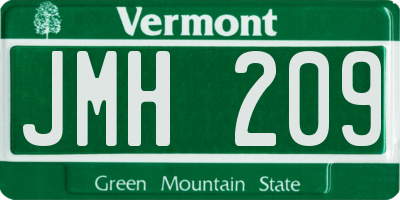 VT license plate JMH209