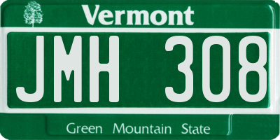 VT license plate JMH308