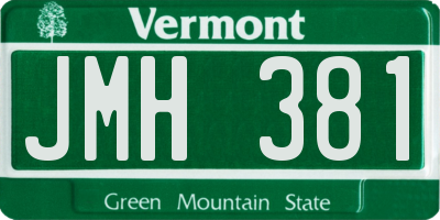 VT license plate JMH381