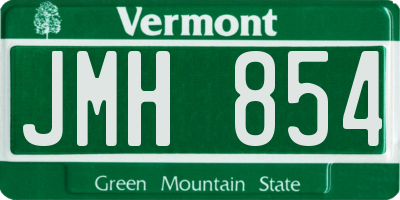 VT license plate JMH854