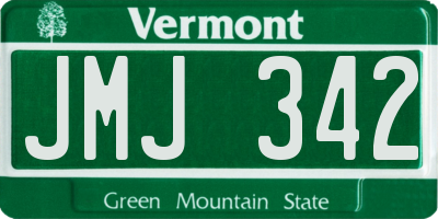 VT license plate JMJ342