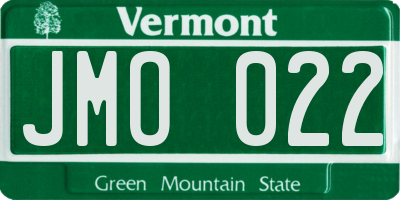 VT license plate JMO022