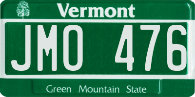 VT license plate JMO476