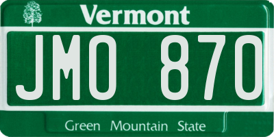 VT license plate JMO870