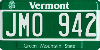VT license plate JMO942