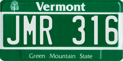 VT license plate JMR316