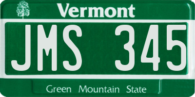 VT license plate JMS345