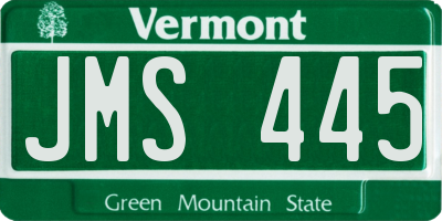 VT license plate JMS445
