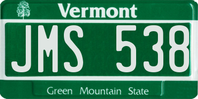 VT license plate JMS538