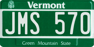 VT license plate JMS570