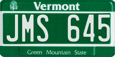 VT license plate JMS645