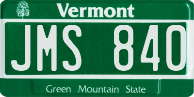 VT license plate JMS840