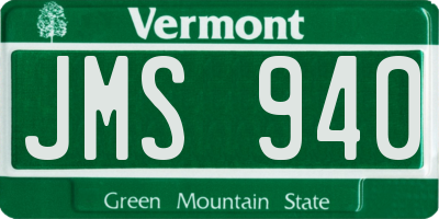 VT license plate JMS940