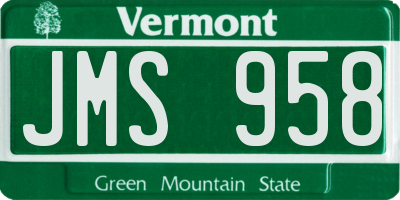VT license plate JMS958