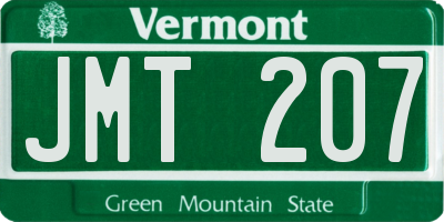 VT license plate JMT207