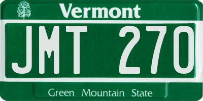 VT license plate JMT270