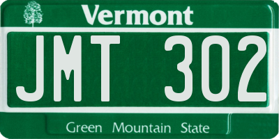 VT license plate JMT302