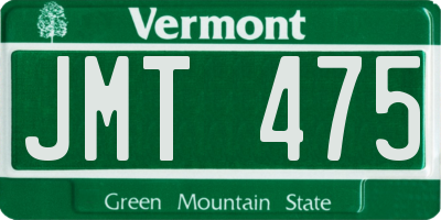 VT license plate JMT475