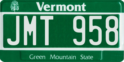 VT license plate JMT958