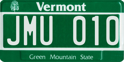 VT license plate JMU010