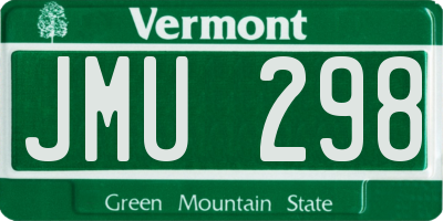 VT license plate JMU298