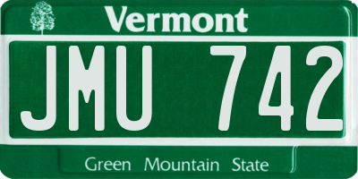 VT license plate JMU742